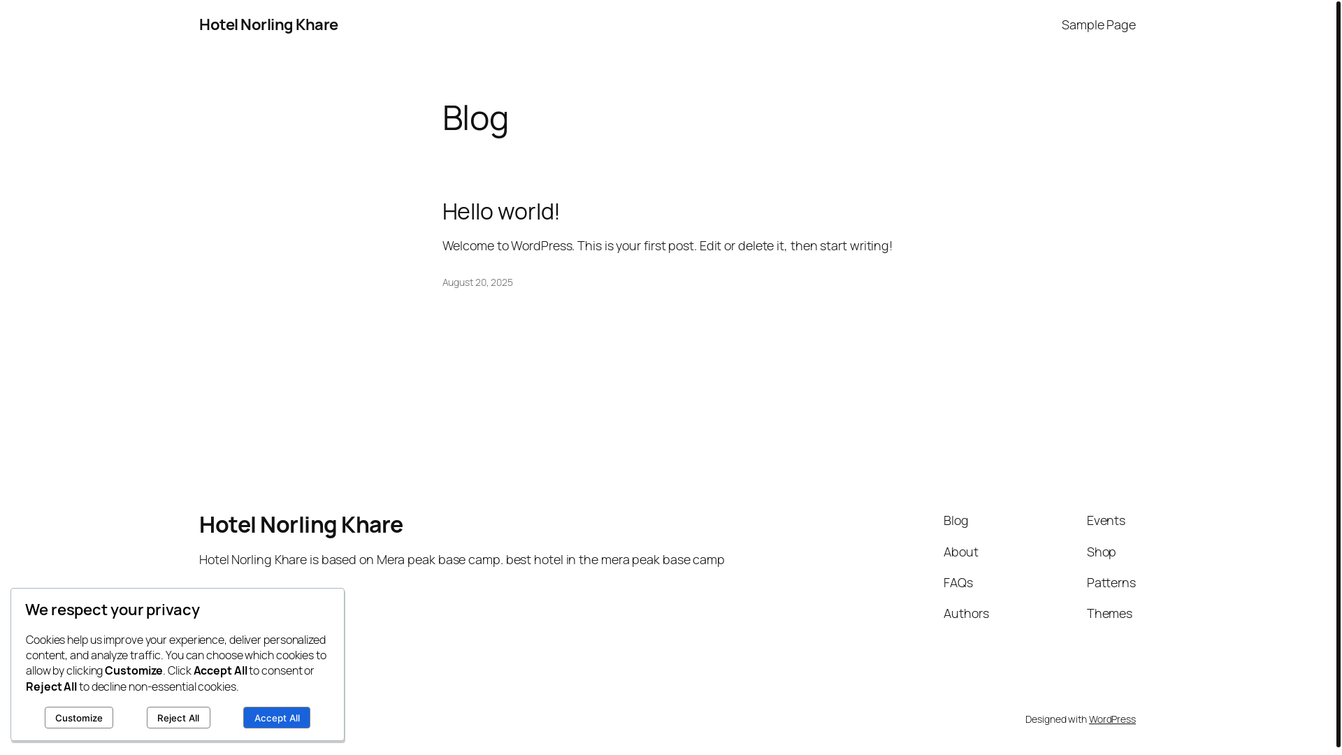 website screenshot of https://hotelnorlingkhare.com/