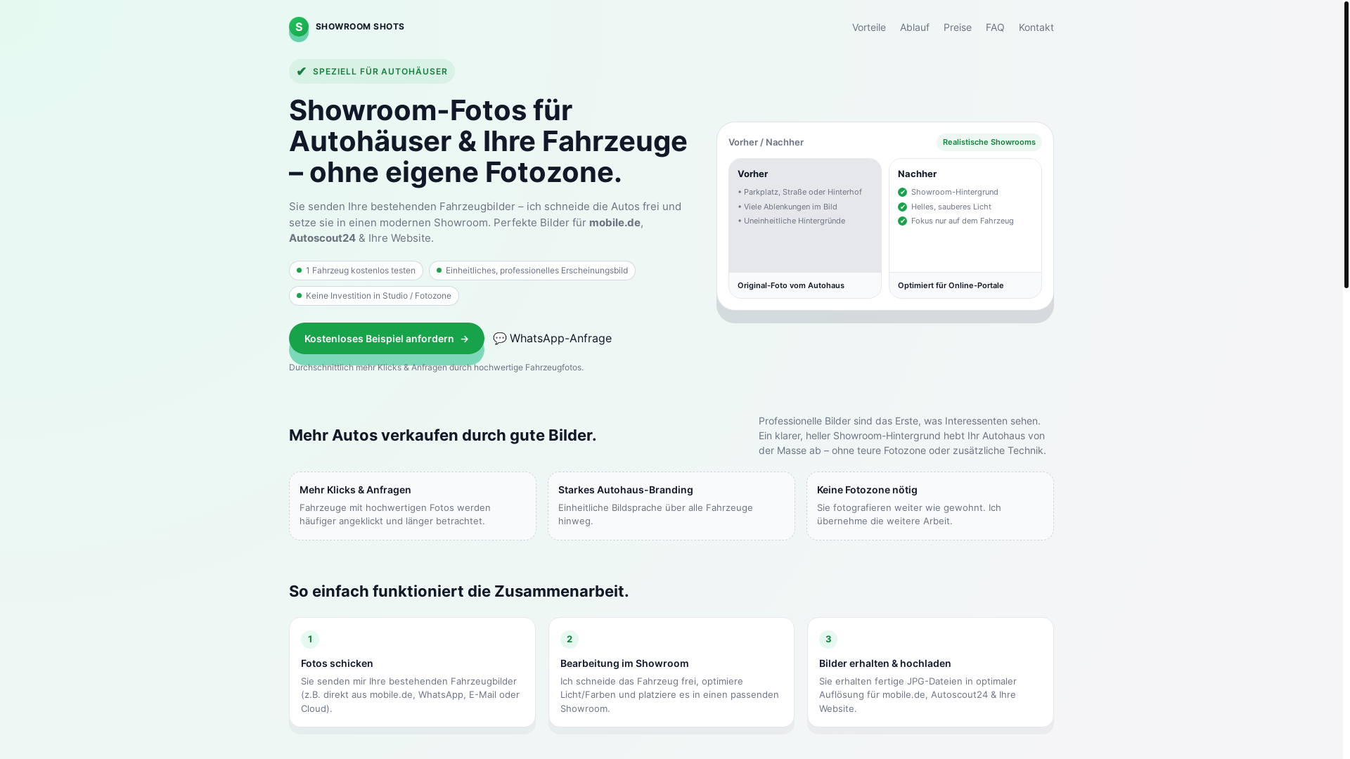 website screenshot of https://showroomshots.de/