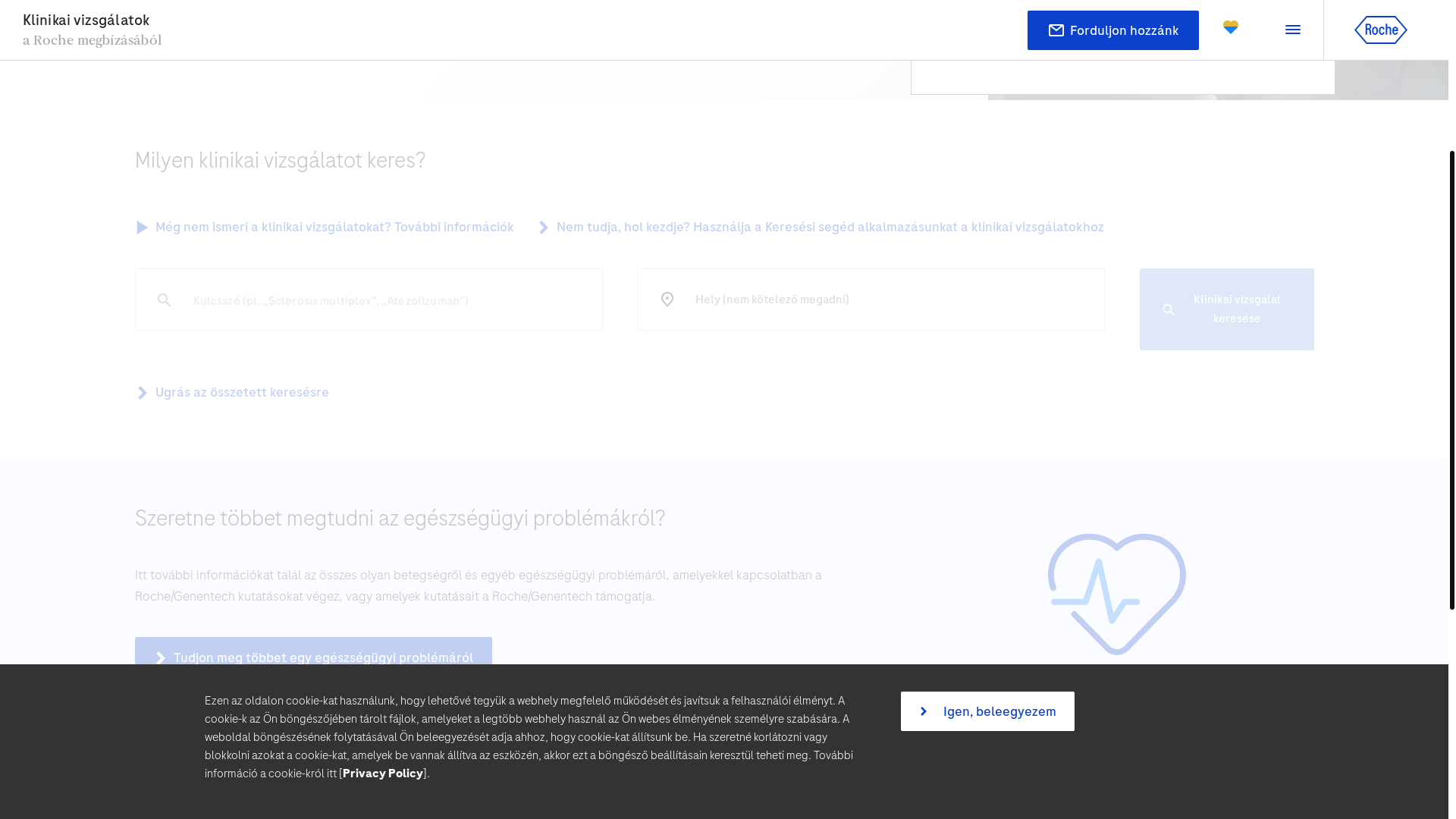 website screenshot of https://roche-klinikaivizsgalatok.hu/