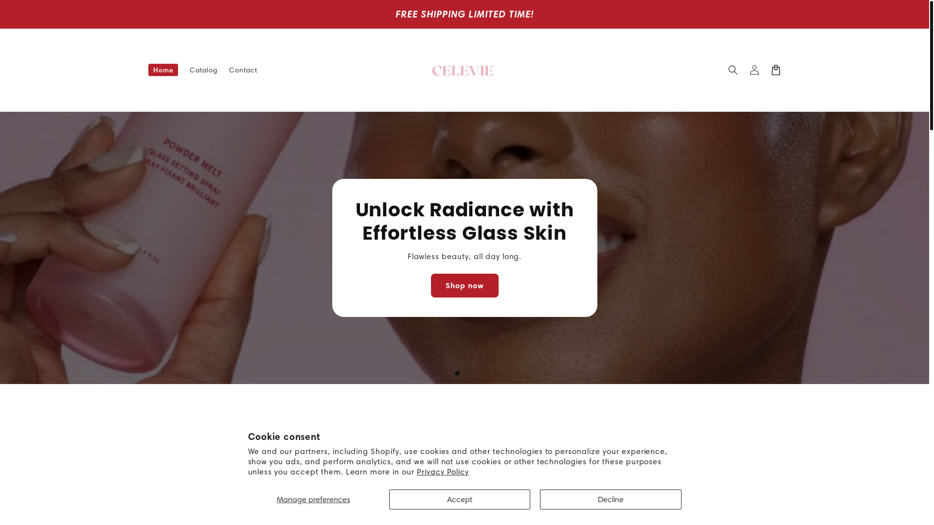 website screenshot of https://celeviebeauty.com/