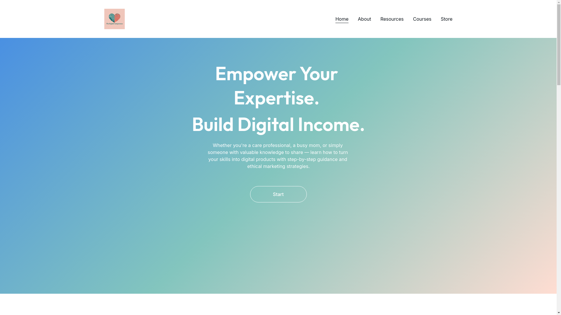 website screenshot of https://thedigitalcarepreneur.com/