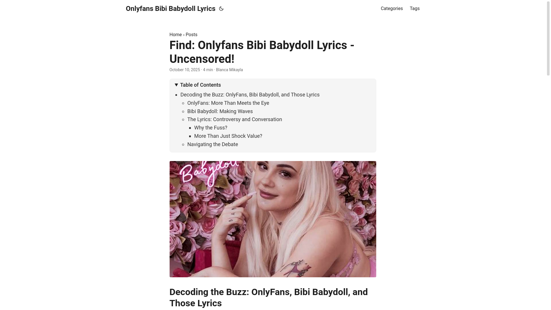 website screenshot of https://onlyfans-bibi-babydoll-lyrics.pages.dev/
