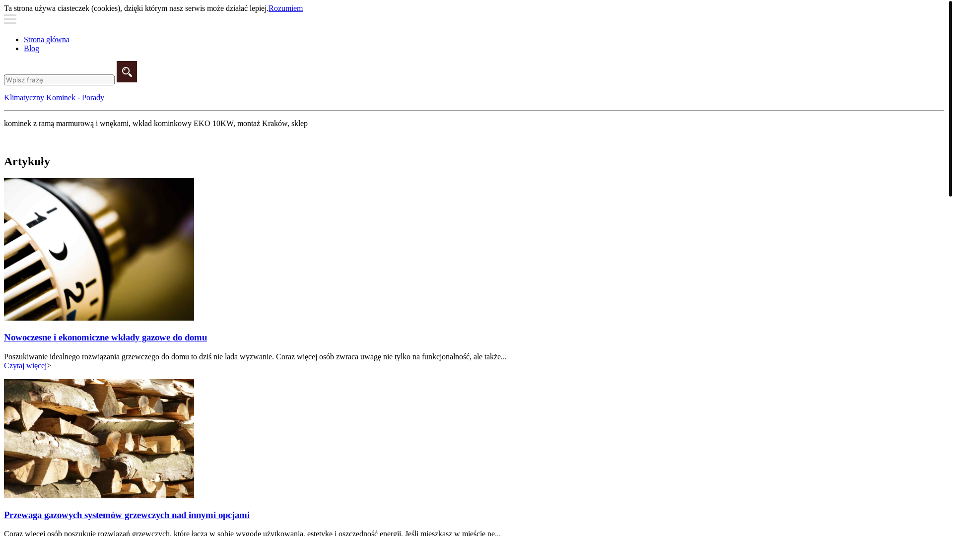 website screenshot of https://klimatycznykominek.ovh/