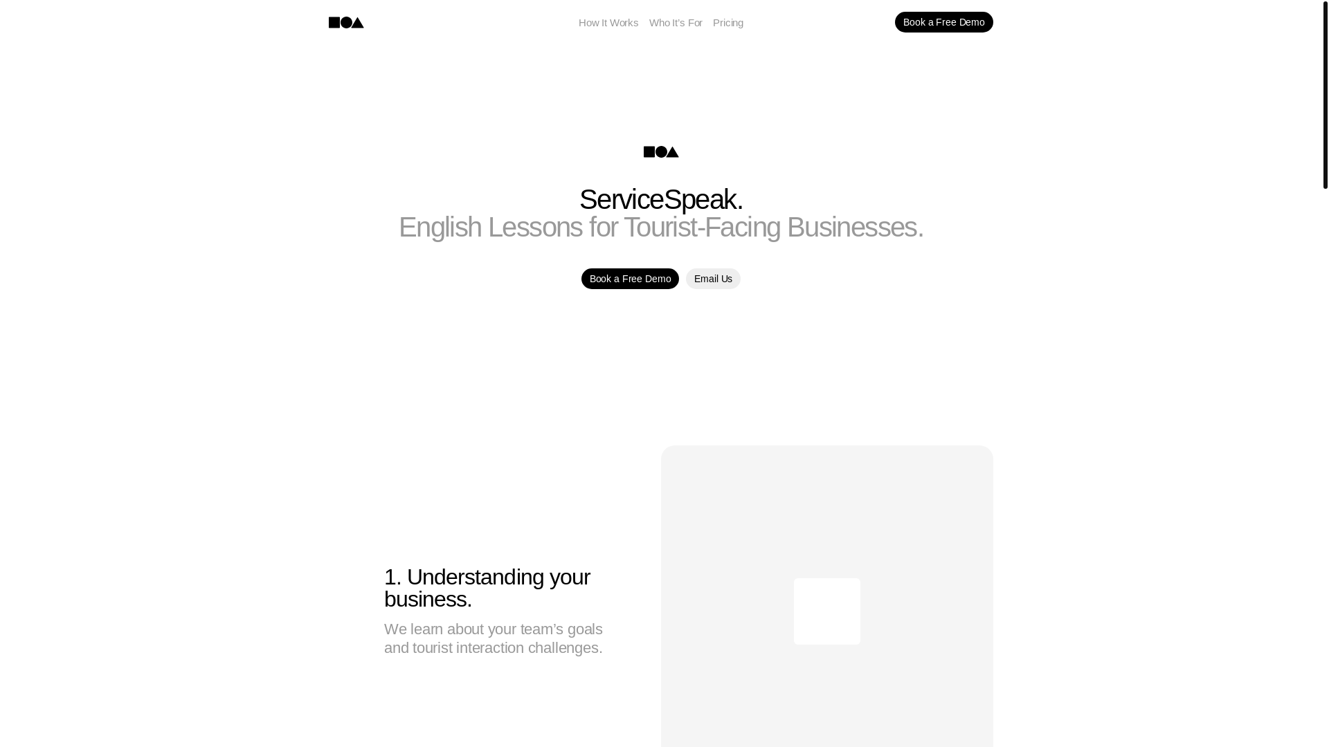 website screenshot of https://servicespeak.net/