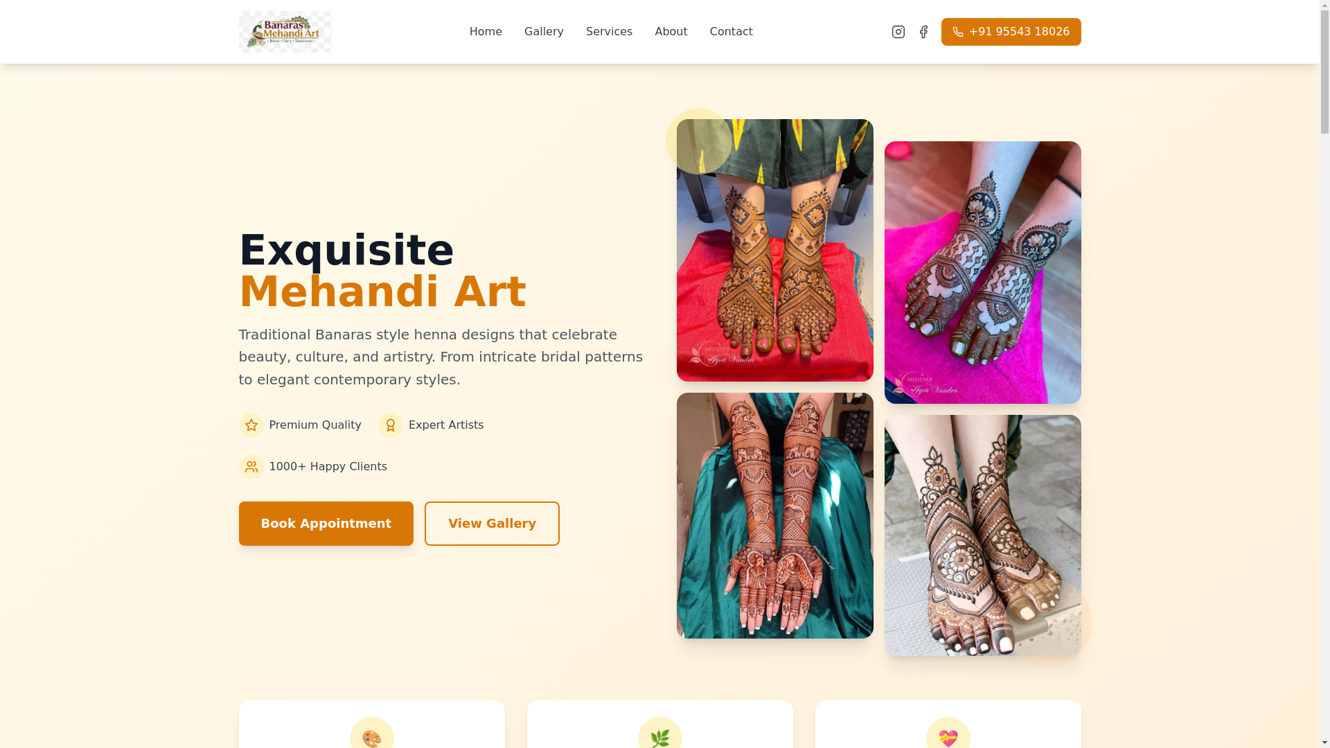 website screenshot of https://banarasmehandiart.site/