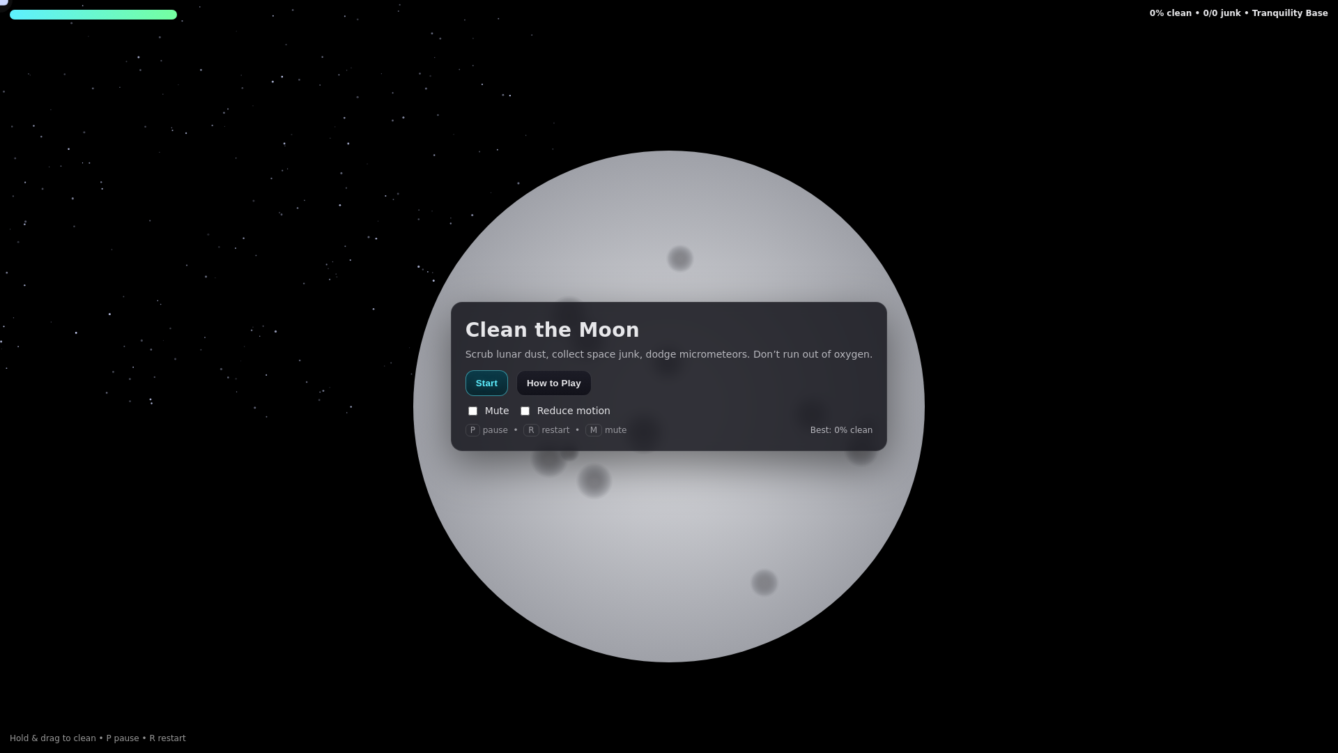 website screenshot of https://cleanthemoon.com/