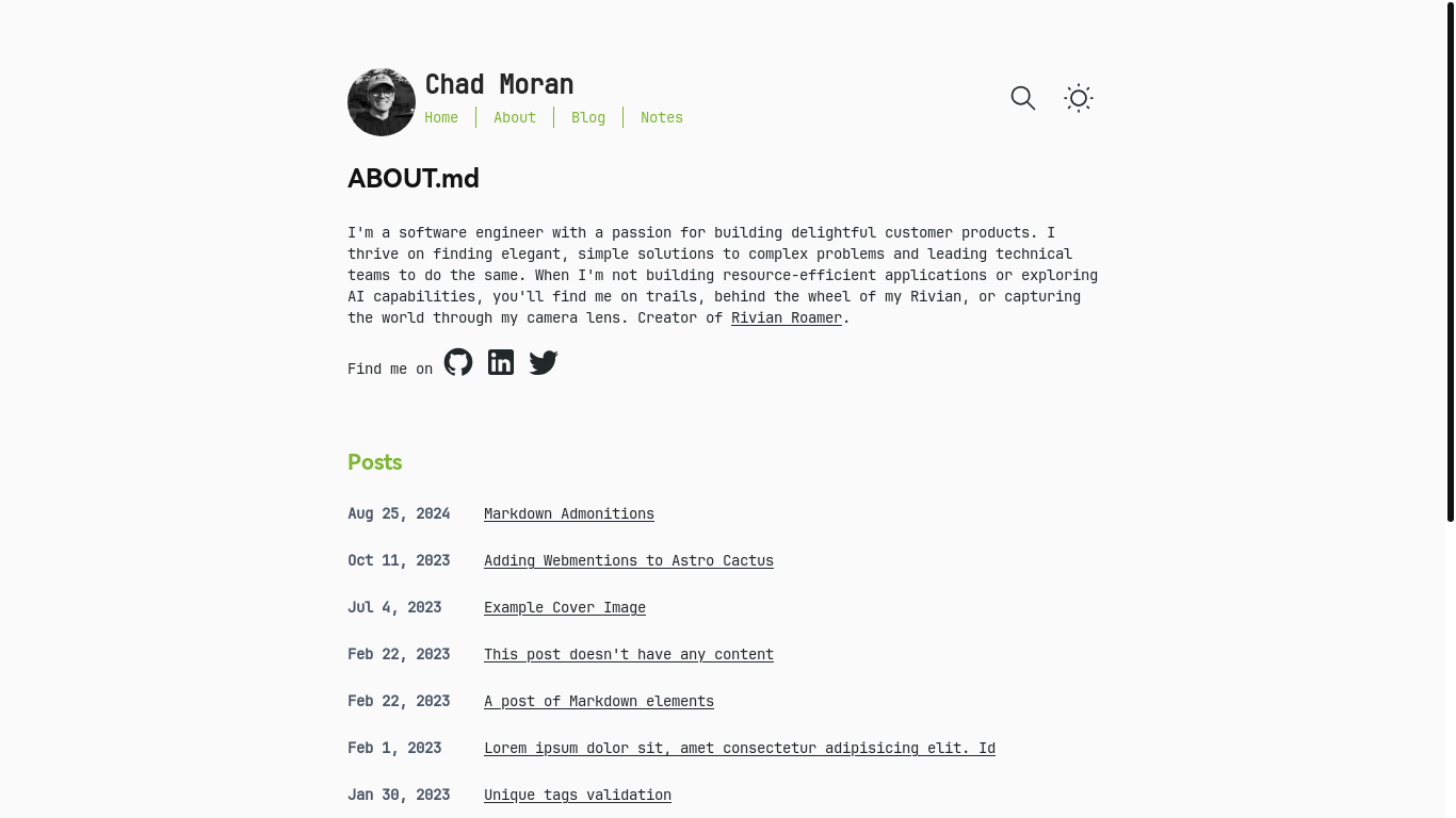 website screenshot of https://chadmoran.pages.dev/