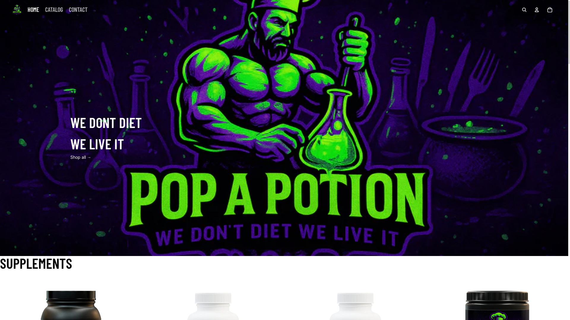 website screenshot of https://popapotionsupplements.com/