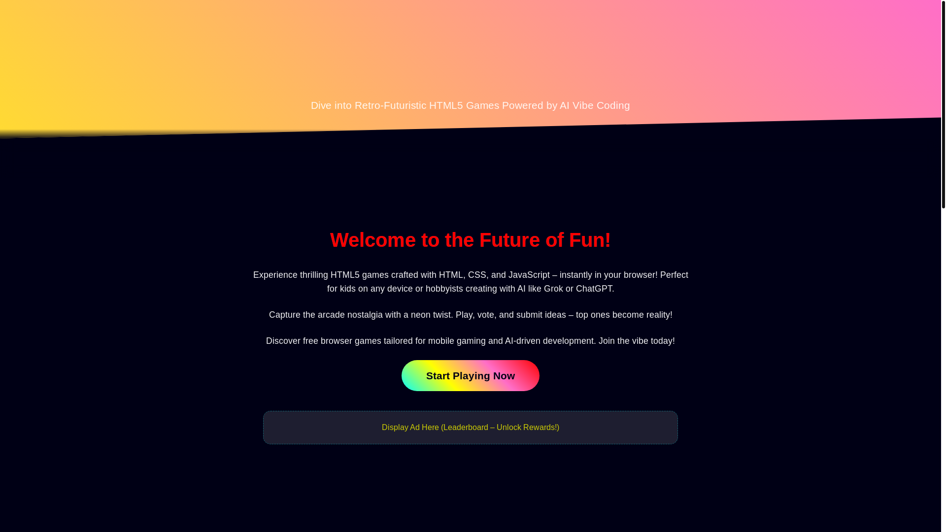 website screenshot of https://vibearcade.pages.dev/