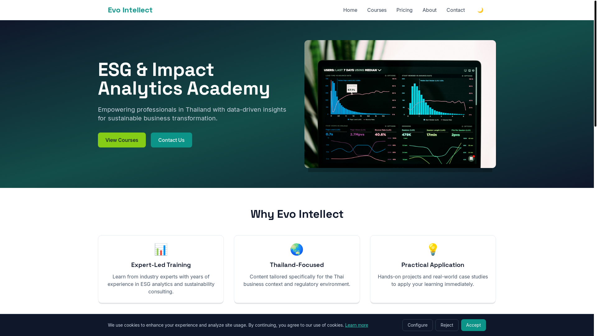 website screenshot of https://evo-intellect.app/