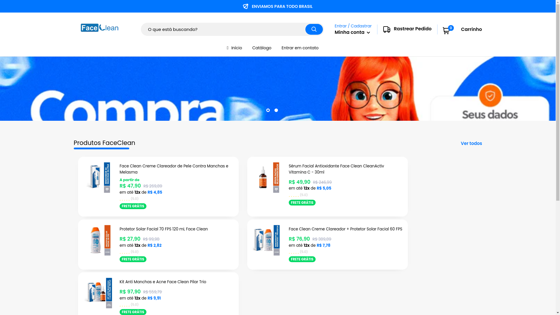 website screenshot of https://lojafacecleanoficial.shop/