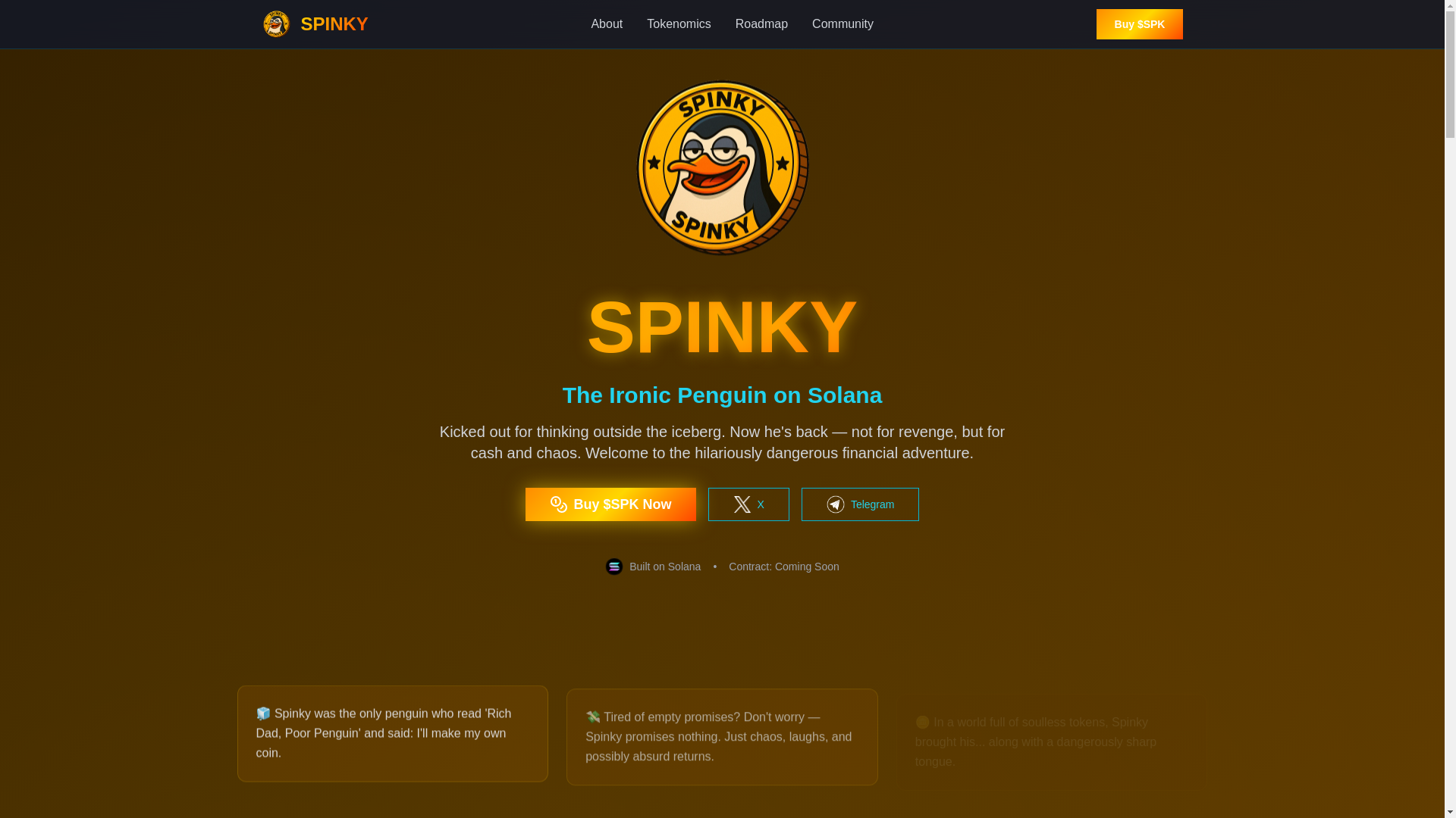 website screenshot of https://spinkysolana.com/