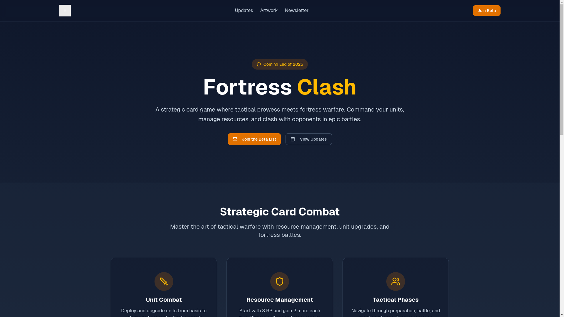 website screenshot of https://fortressclash.com/