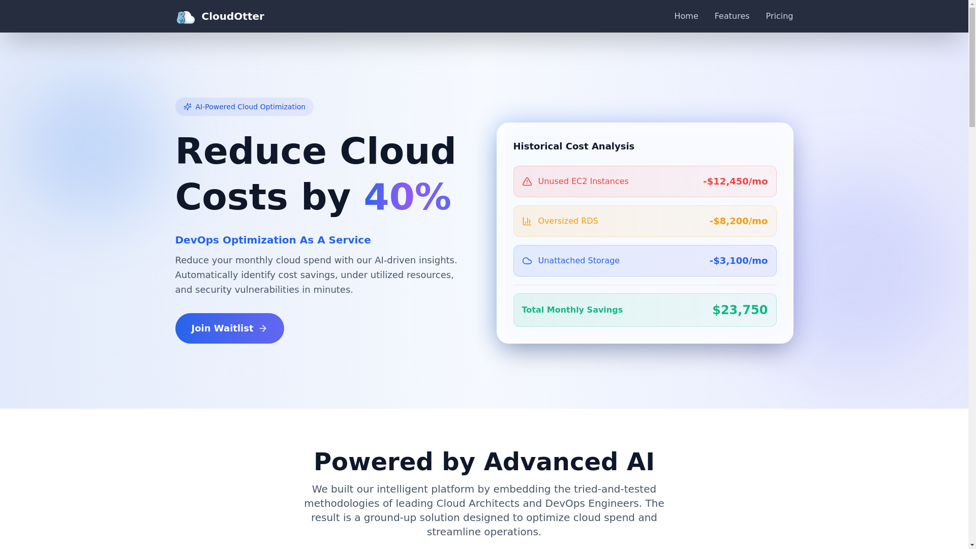 website screenshot of https://cloudotter.cloud/