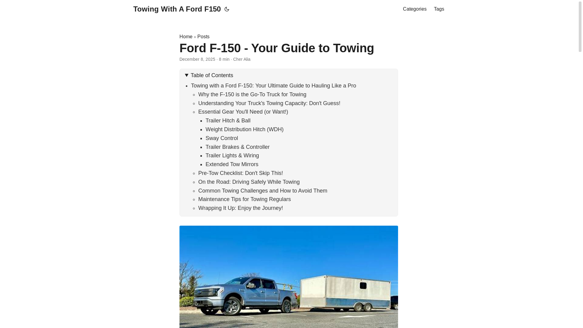 website screenshot of https://towingwithafordf150.pages.dev/