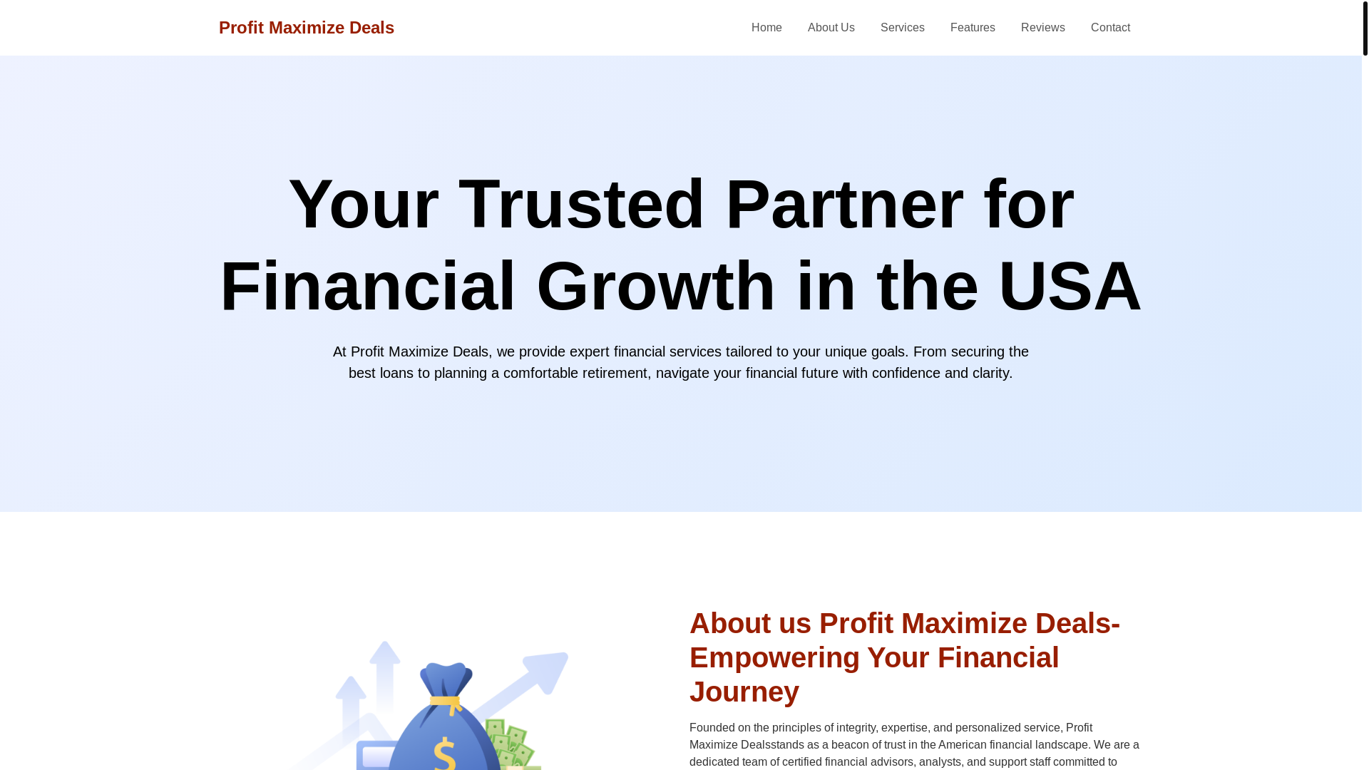 website screenshot of https://profitmaximizedeals.org/