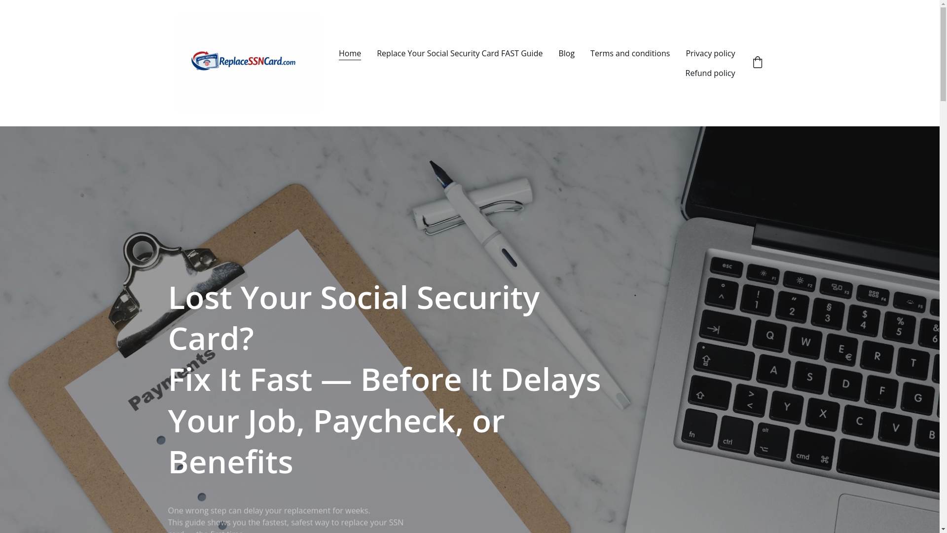 website screenshot of https://replacessncard.com/