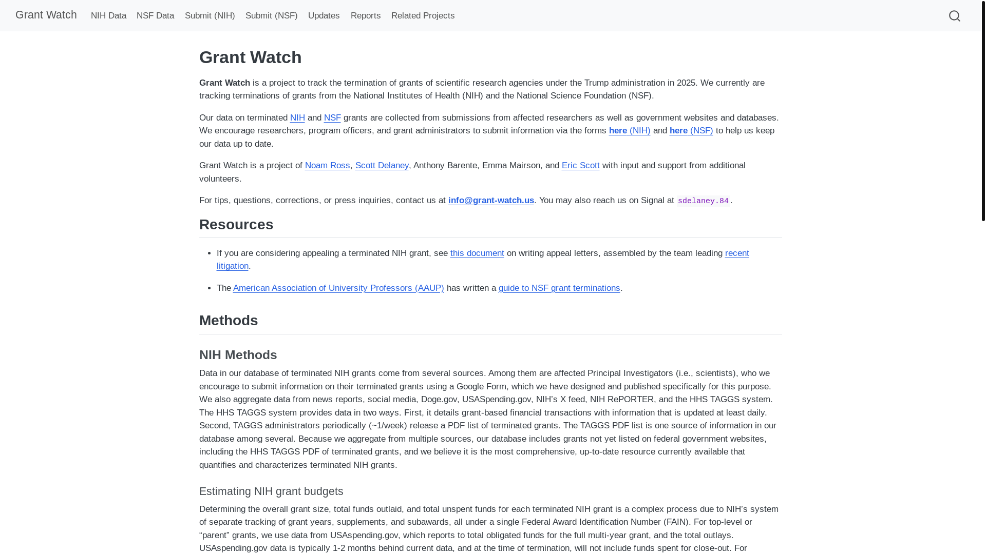 website screenshot of https://grant-witness.us/