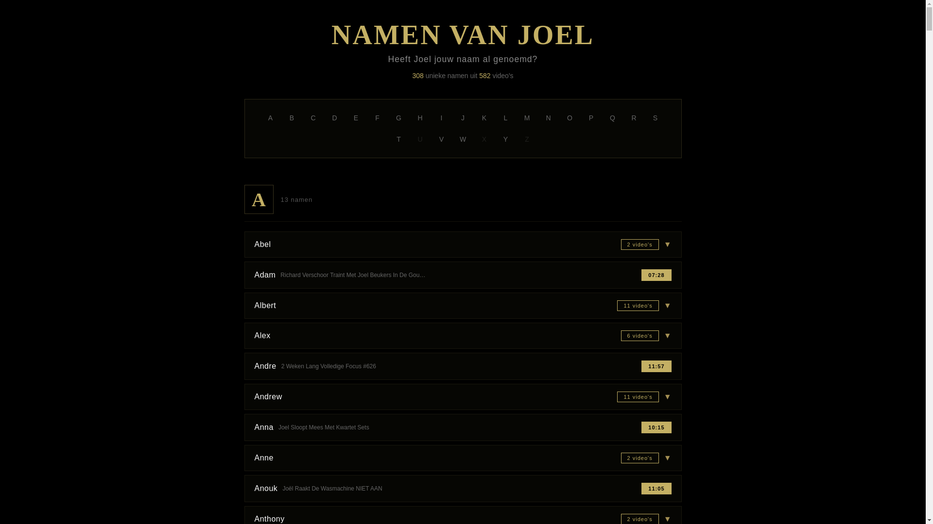 website screenshot of https://namenvanjoel.nl/