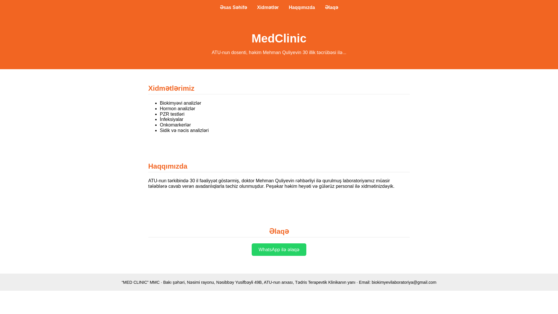 website screenshot of https://medclinic.az/