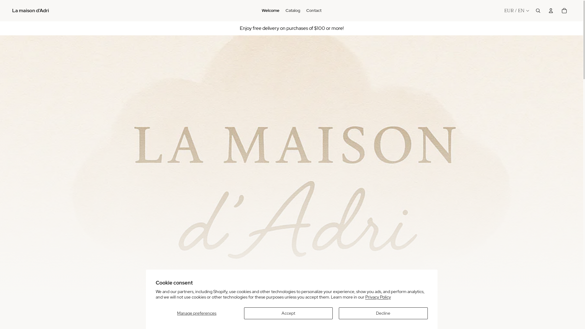 website screenshot of https://lamaisondadri.com/