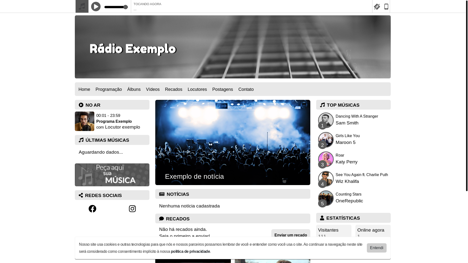 website screenshot of https://xn--radiosovicente-vhb.net.br/