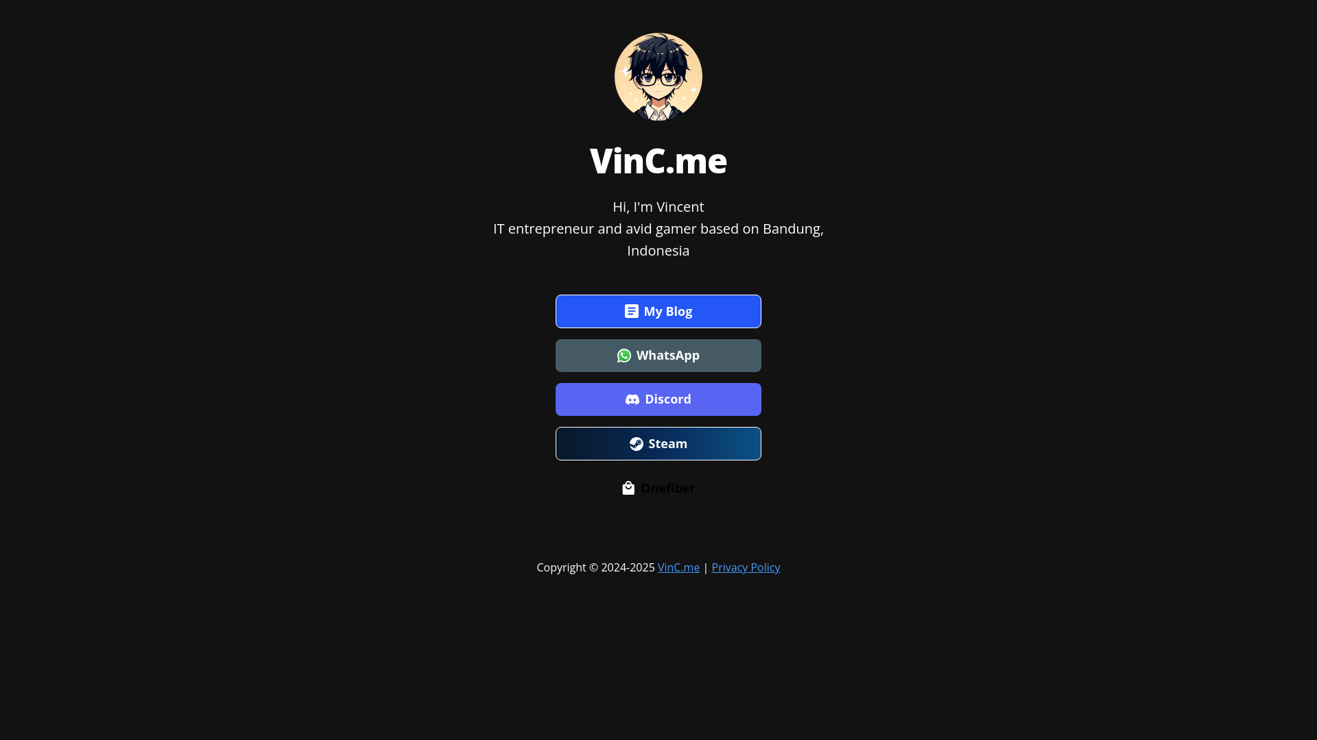 website screenshot of https://link-vinc-me.pages.dev/
