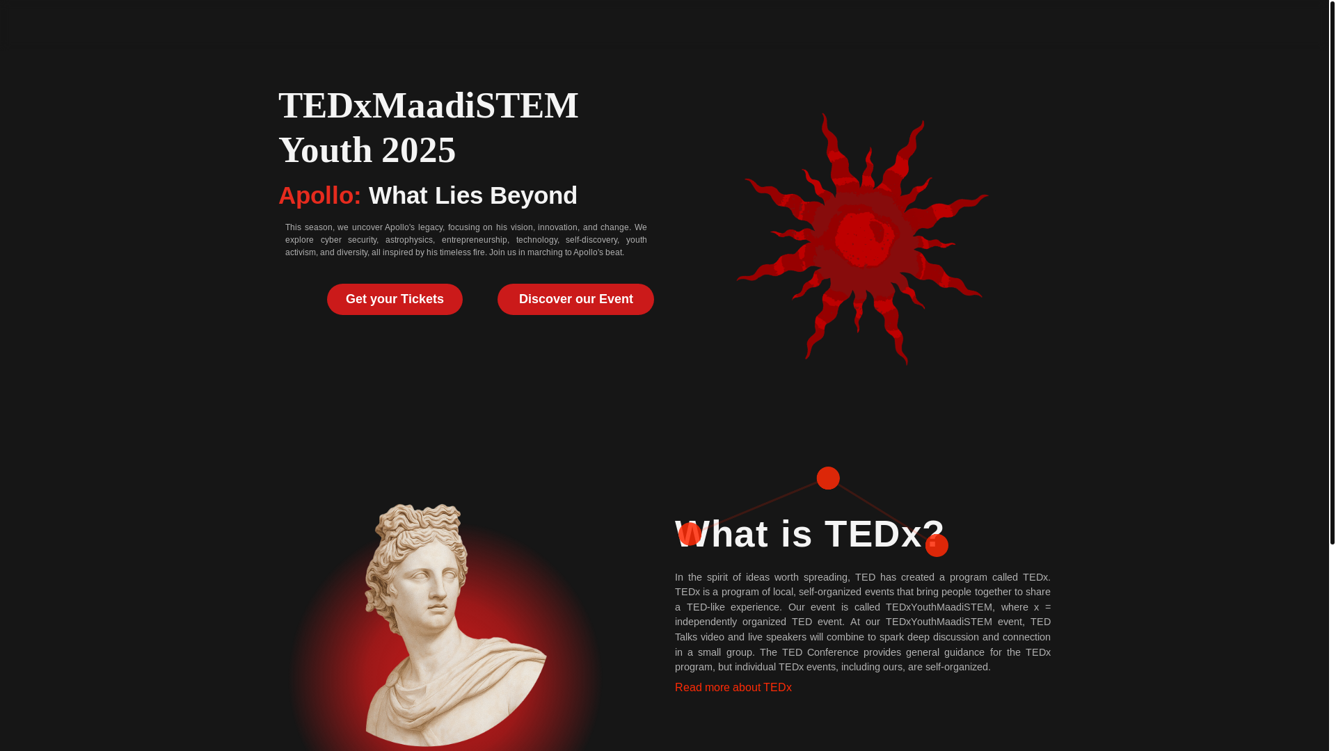 website screenshot of https://tedxmaadistemyouth.com/