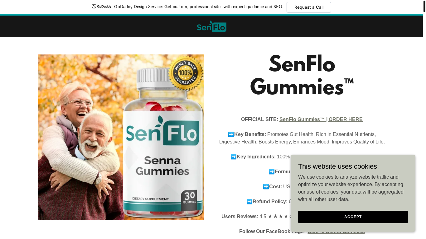 website screenshot of https://senflo-gummies.godaddysites.com/
