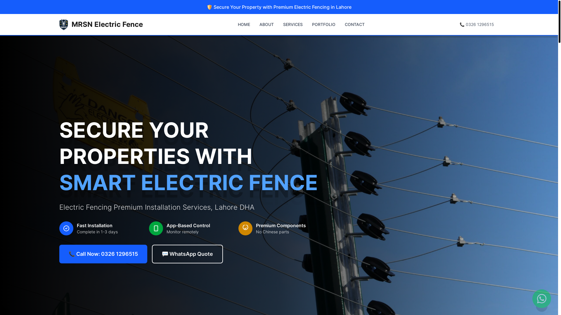 website screenshot of https://mrsnelectricfence.com/