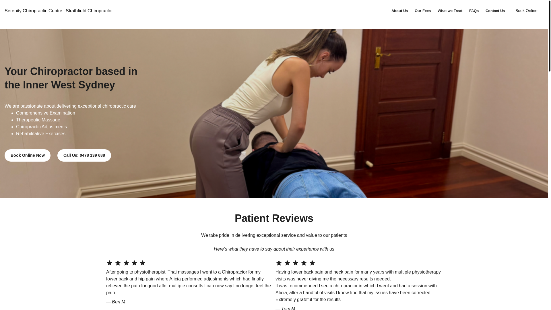 website screenshot of https://serenitychiropracticcentre.com/