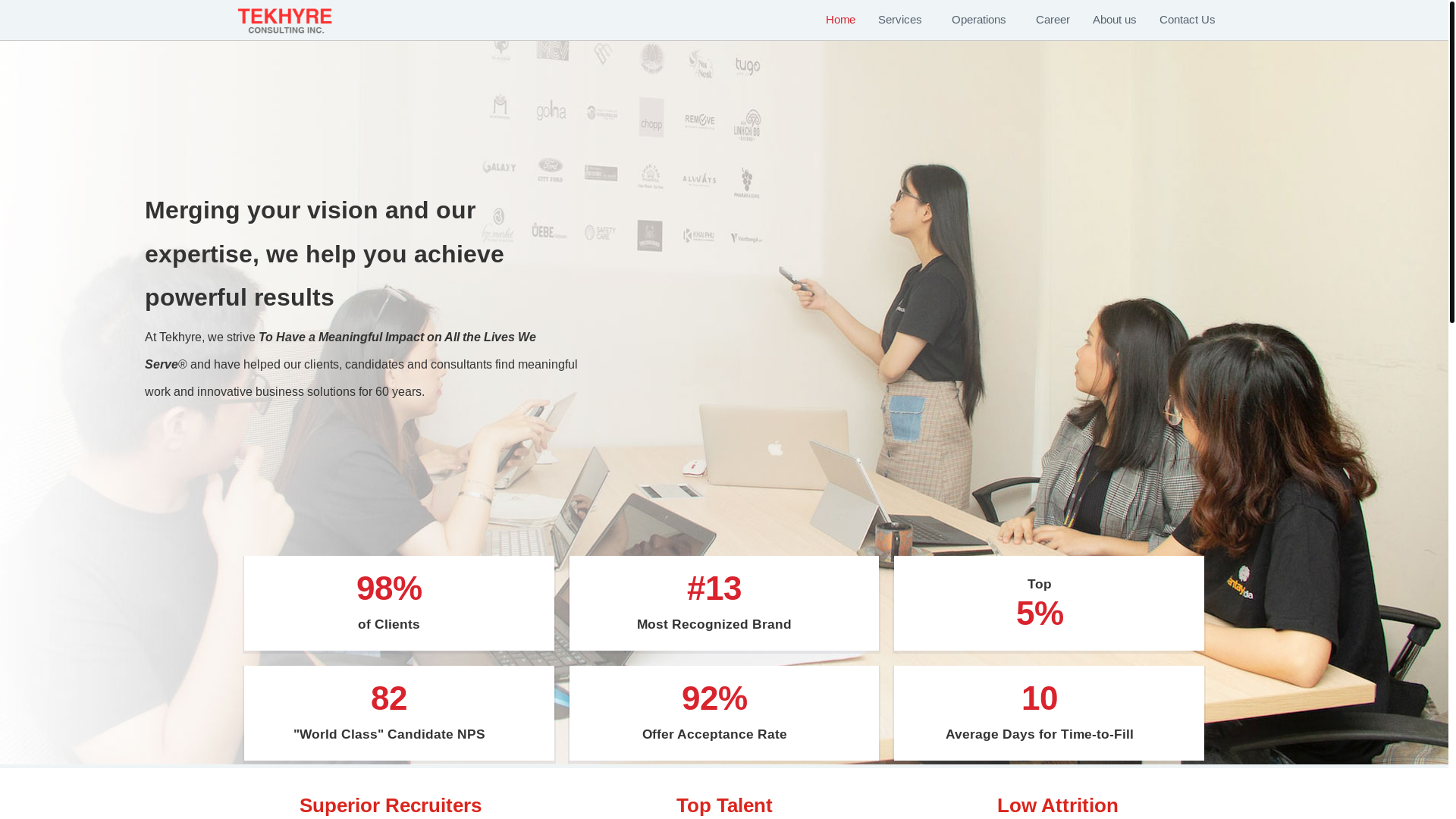 website screenshot of https://tekhyre.in/