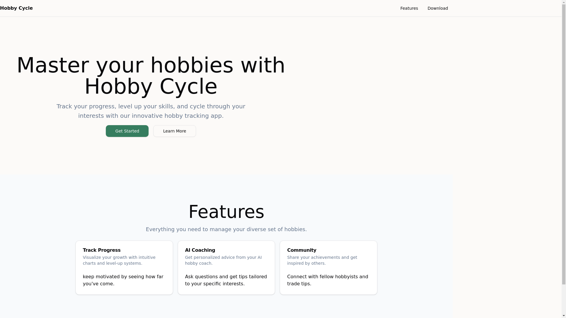 website screenshot of https://hobbycycle.app/