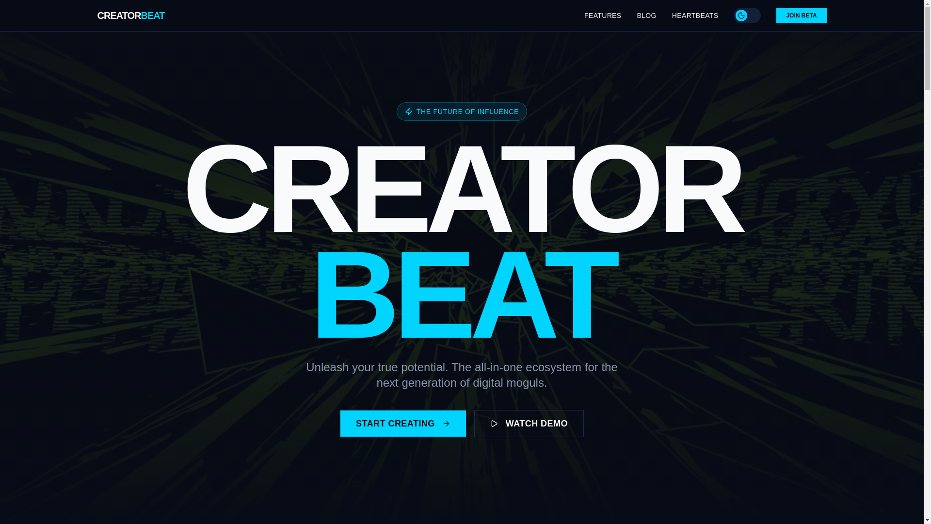 website screenshot of https://creatorbeat.ai/