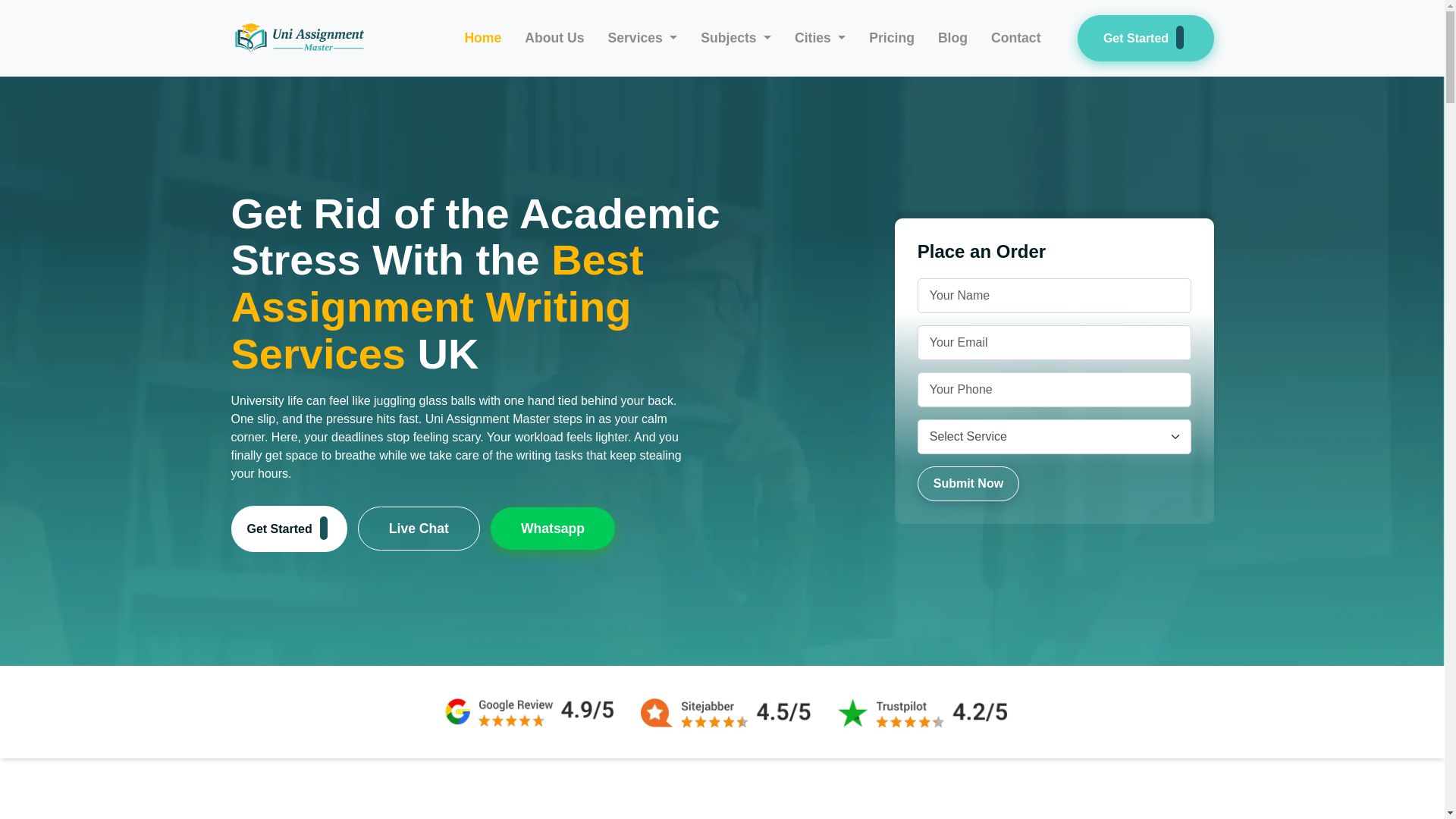 website screenshot of https://uniassignmentmaster.co.uk/