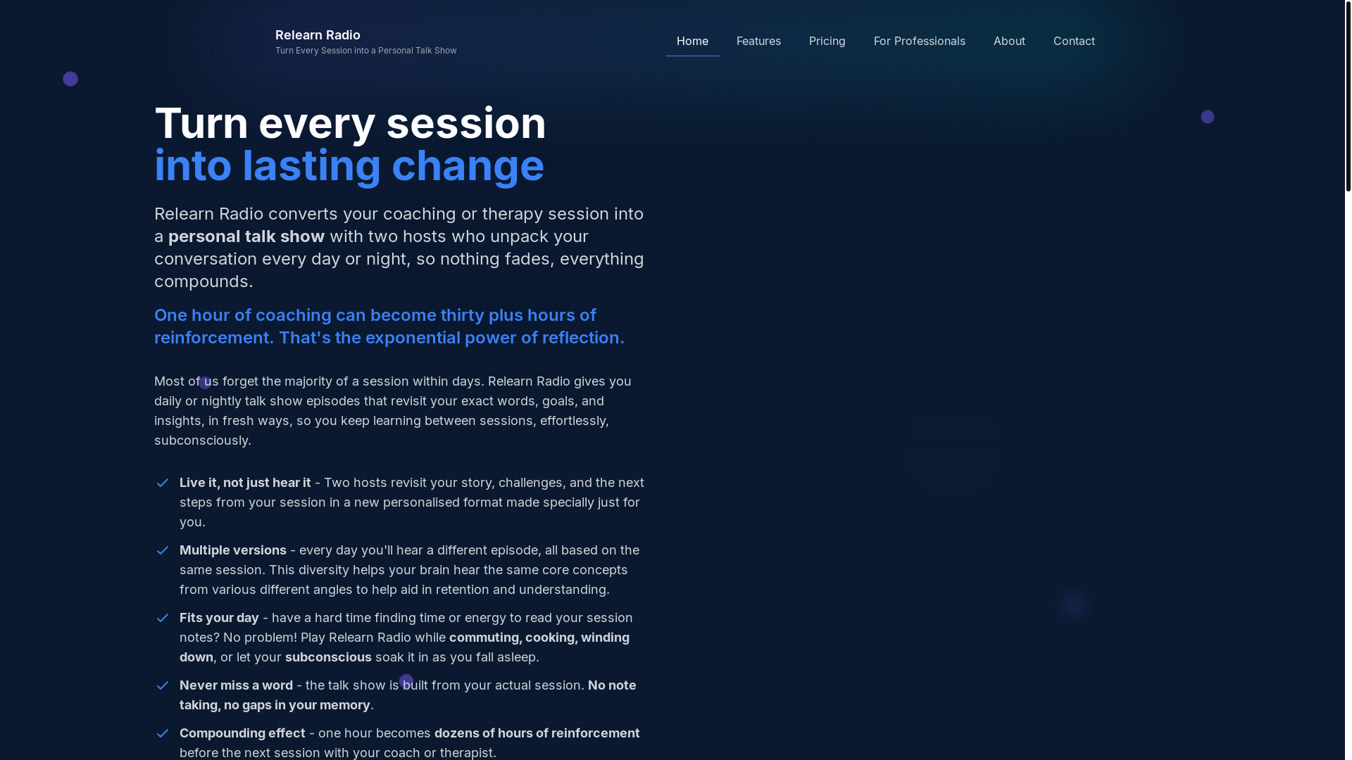 website screenshot of https://relearnradio.com/