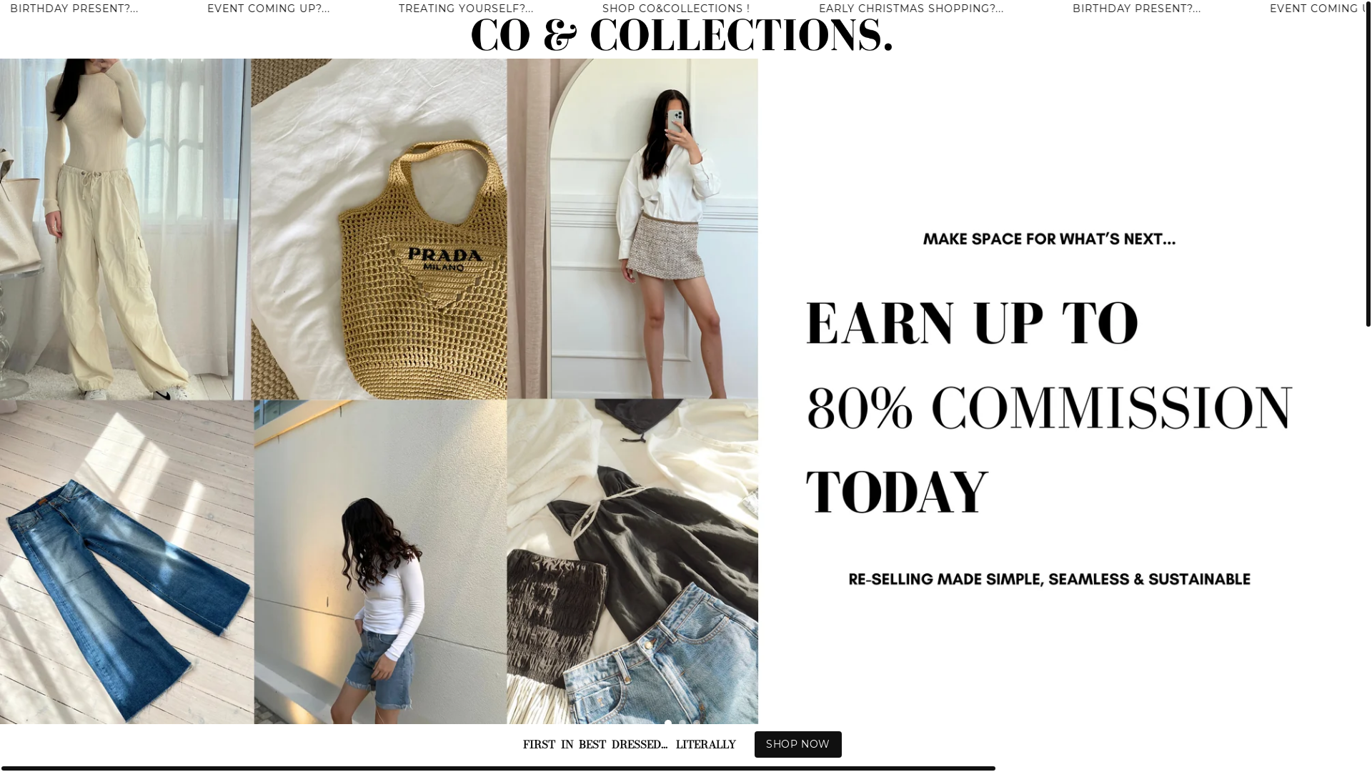 website screenshot of https://coandcollections.com/