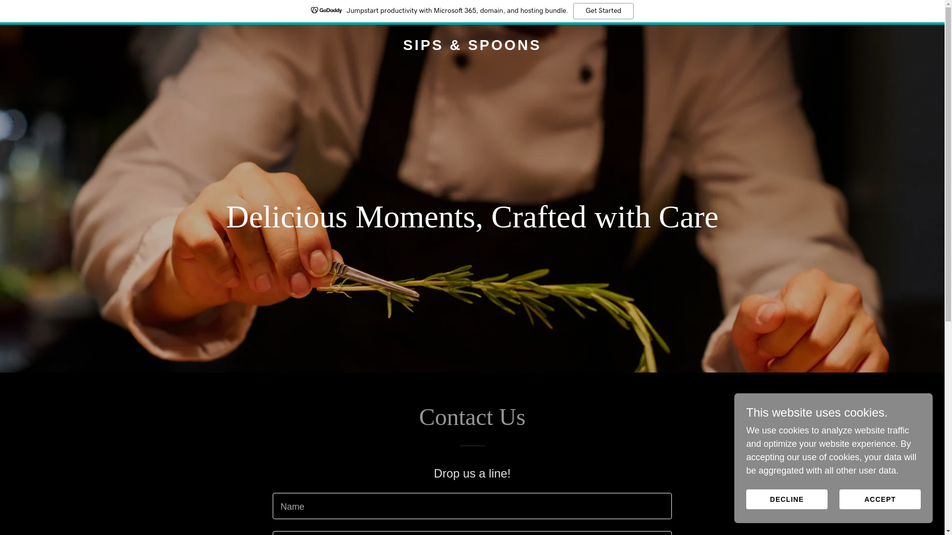 website screenshot of https://sipsandspoons.co.uk/