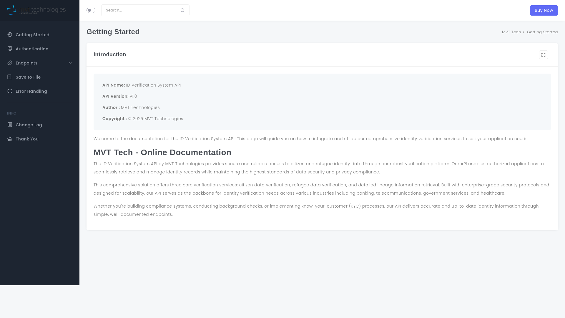 website screenshot of https://mvttech-documentation.pages.dev/