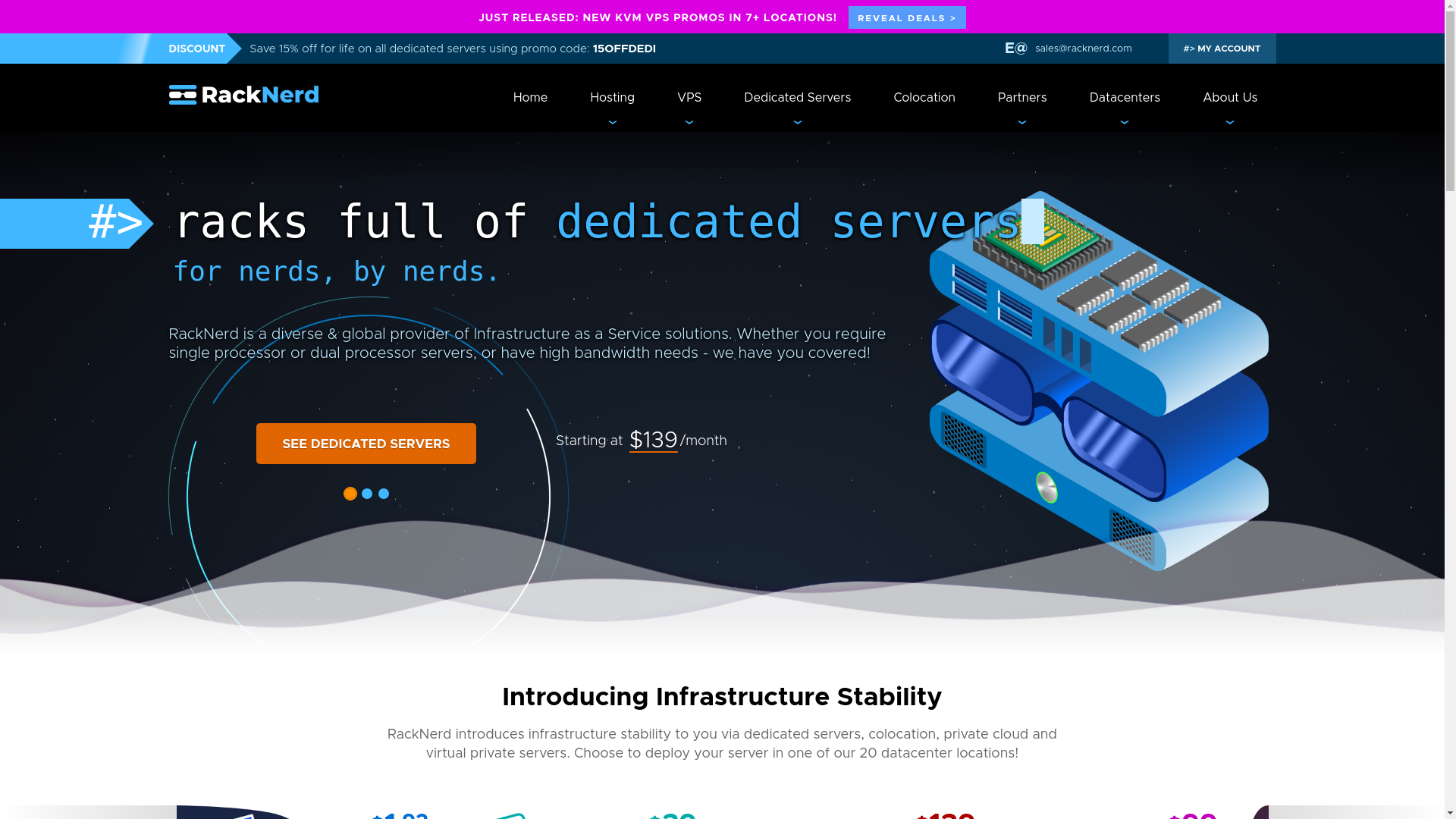 website screenshot of https://racknerd.com