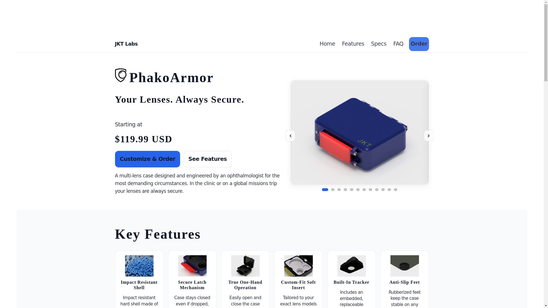 website screenshot of https://phacoarmor.org/