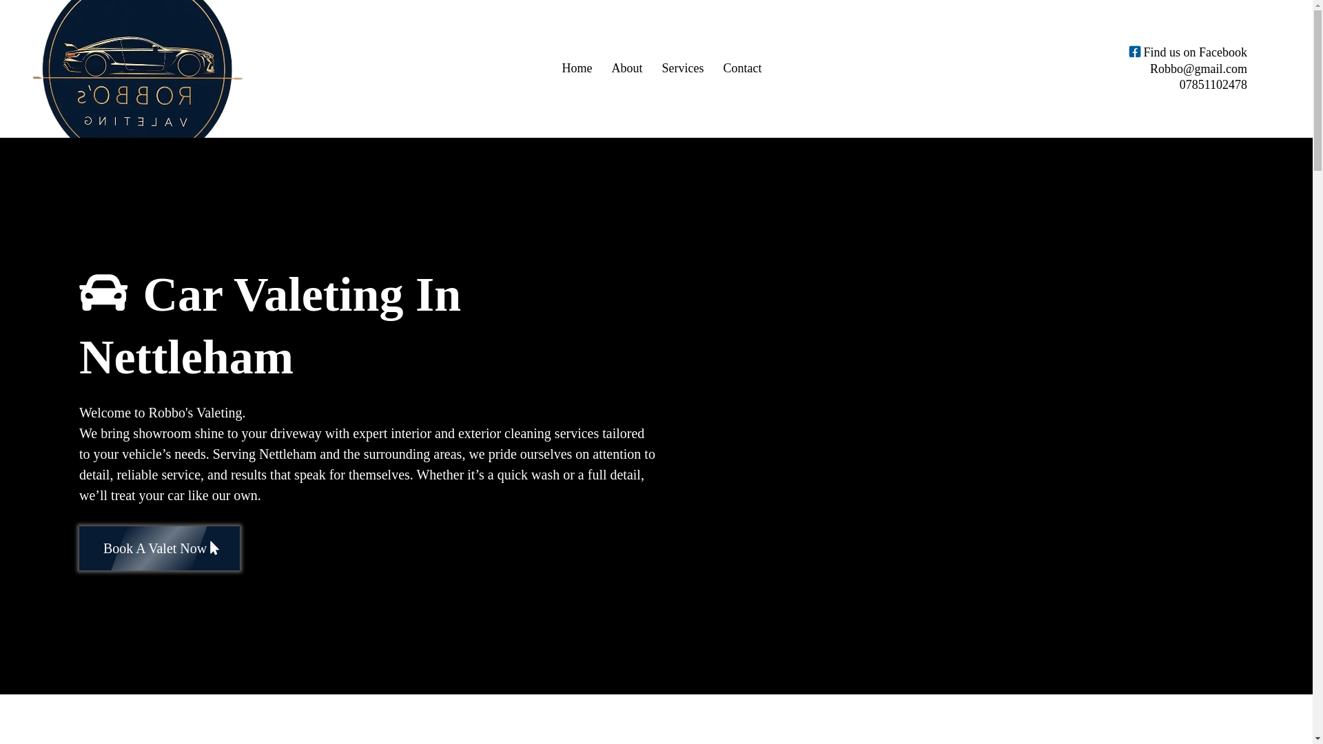 website screenshot of https://robbosvaleting.co.uk/
