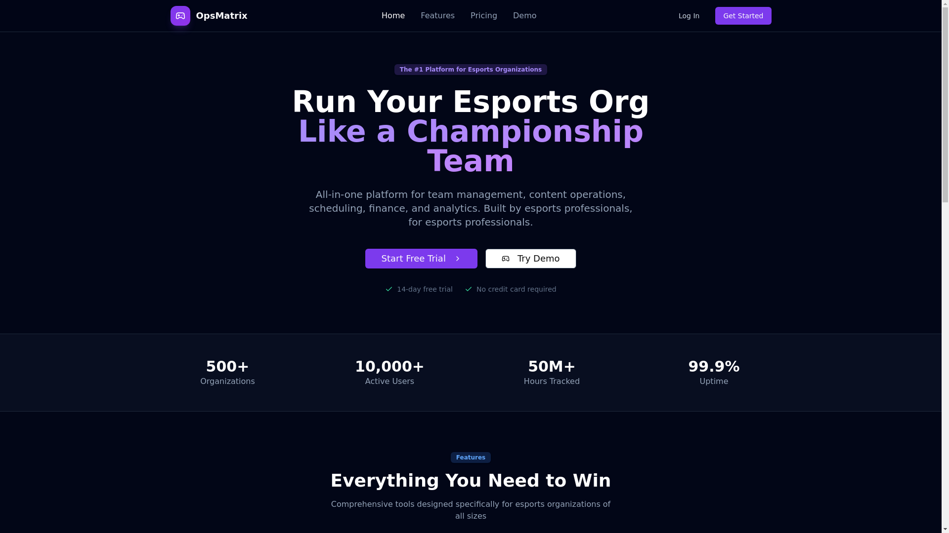 website screenshot of https://opsmatrix.online/