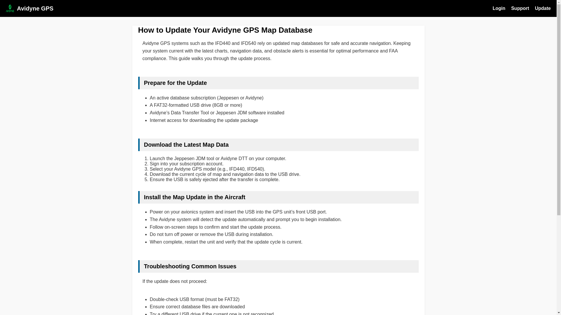 website screenshot of https://avidyne-gps.pages.dev/
