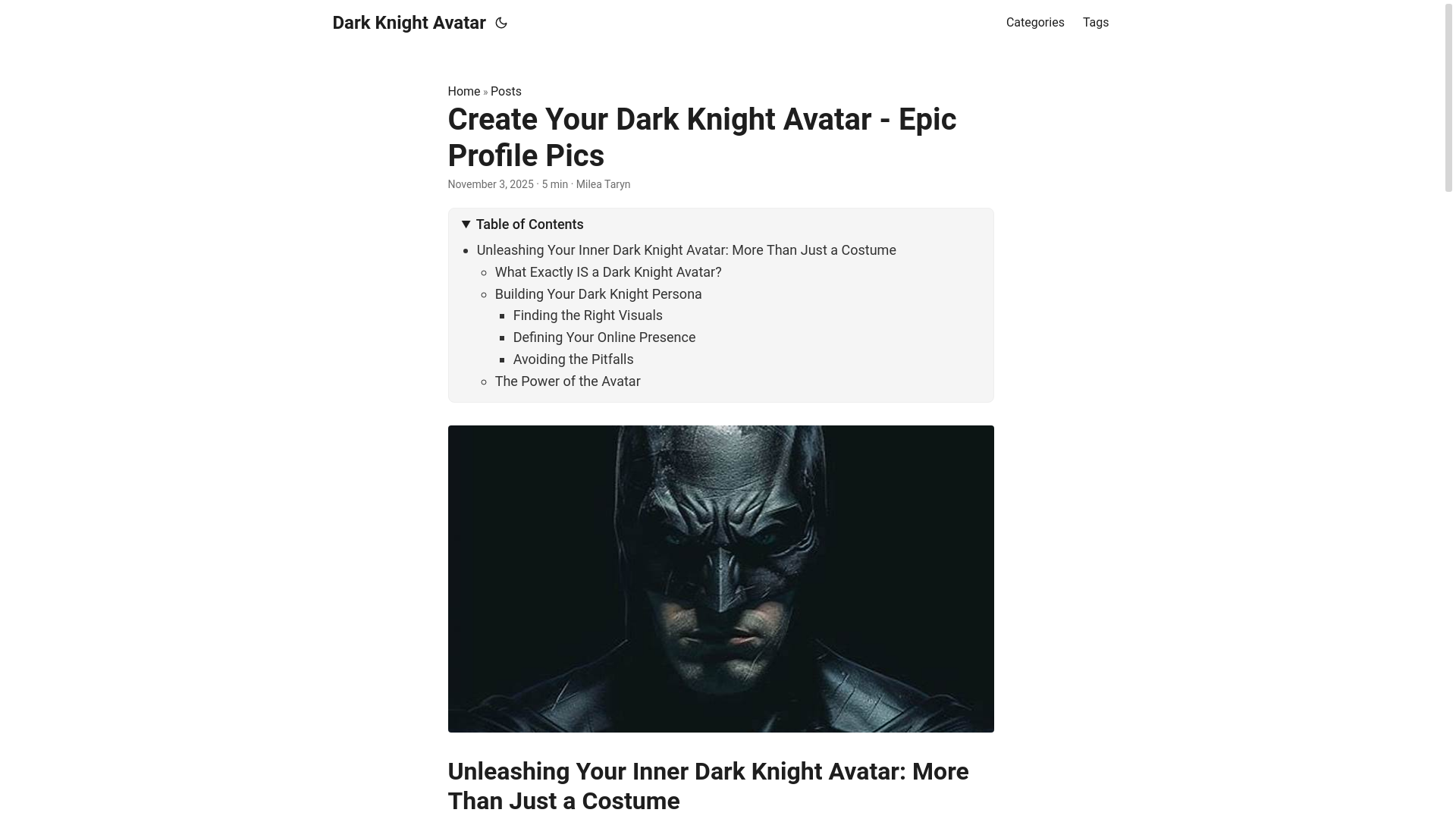 website screenshot of https://dark-knight-avatar.pages.dev/