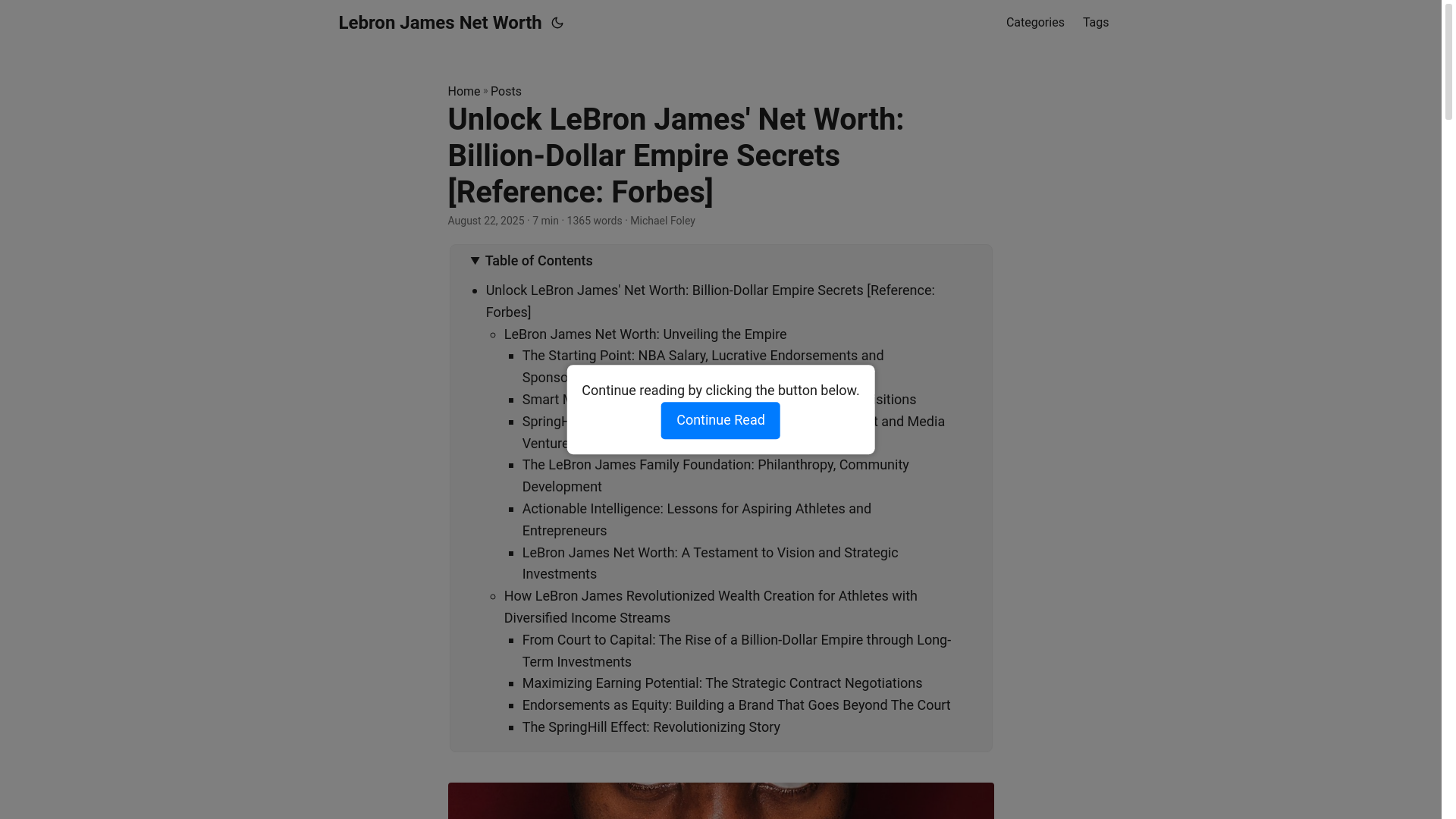 website screenshot of https://lebron-james-net-worth.pages.dev/