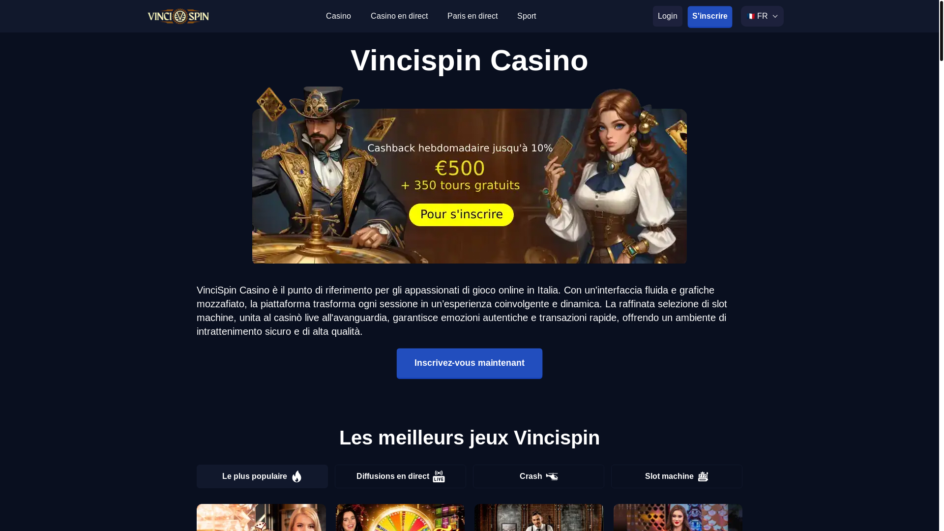 website screenshot of https://vincisspin-fr-4198.pages.dev/