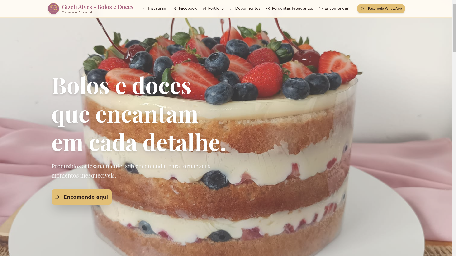 website screenshot of https://gizelialvesconfeitaria.com.br/