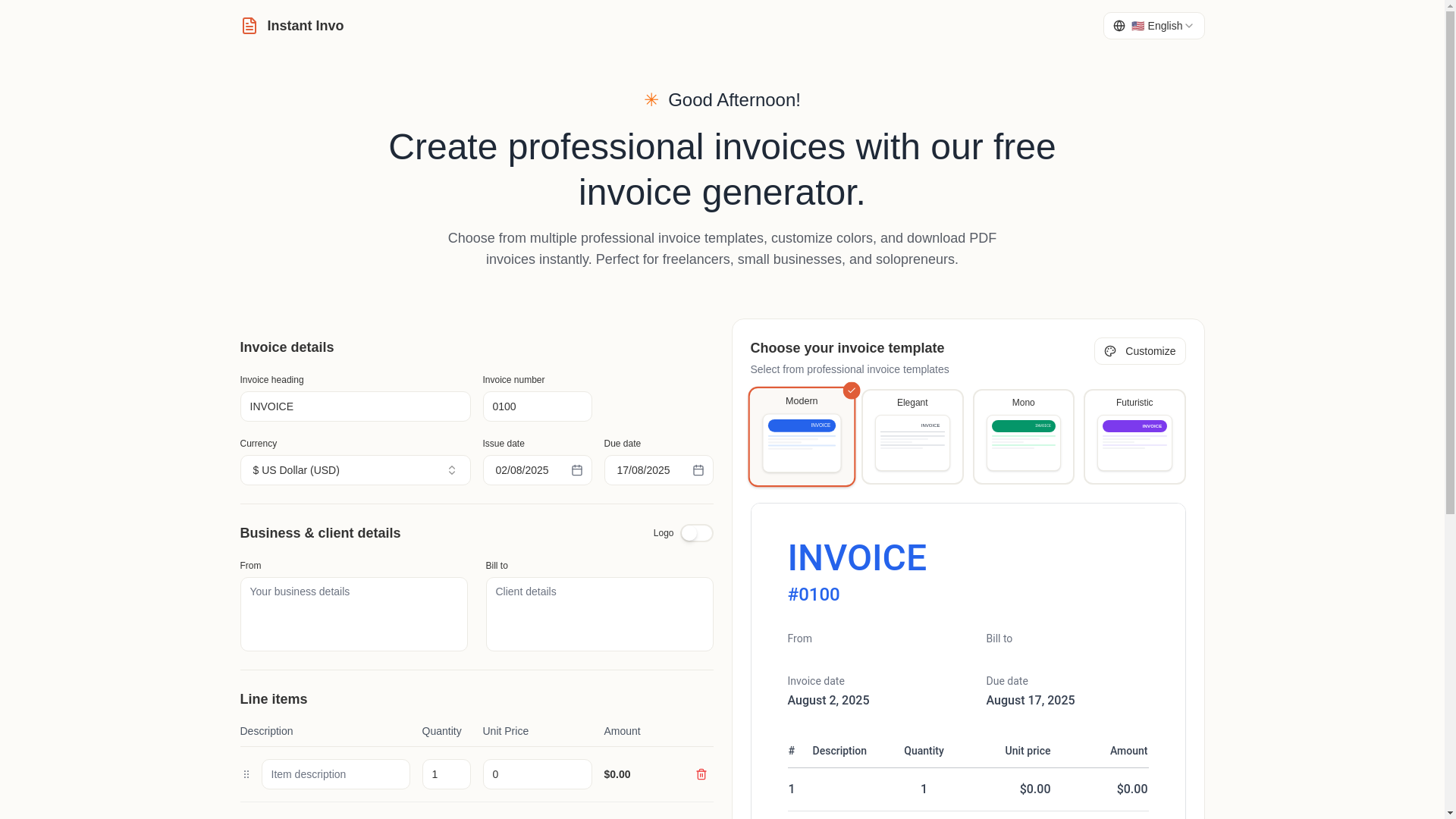 website screenshot of https://invoicejuice.pages.dev/