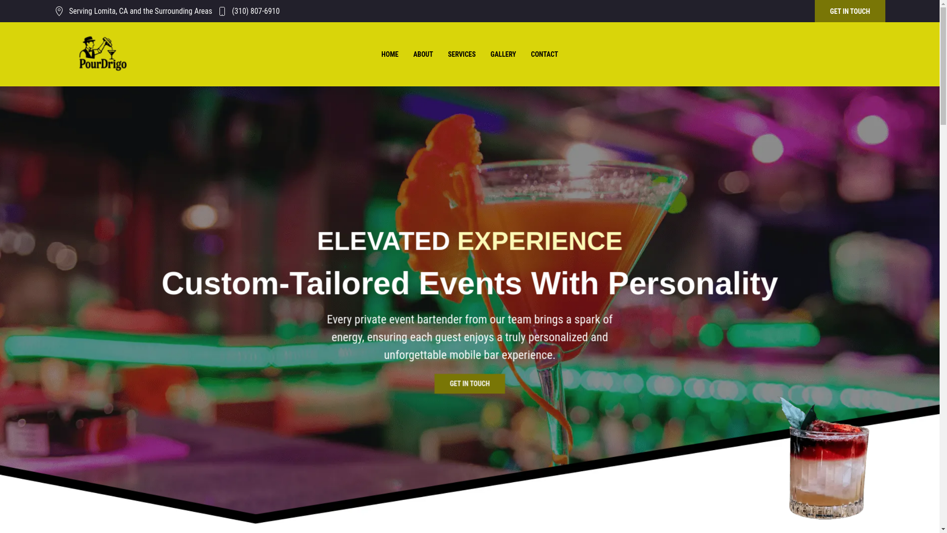 website screenshot of https://pourdrigomobilebartender.com/